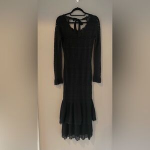 Lauren Ralph Lauren Black Long-Sleeve Knit Mermaid Hem Dress NWOT